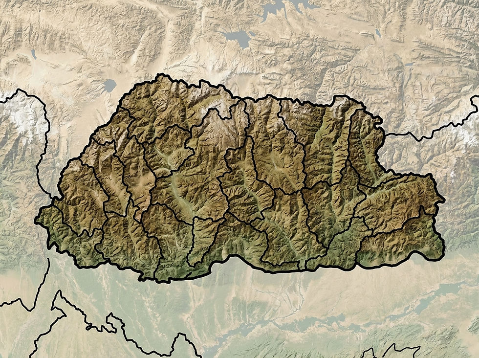 Clean minimal map of Bhutan