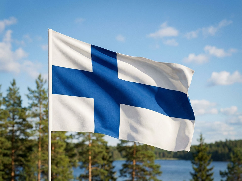 Finland national flag waving