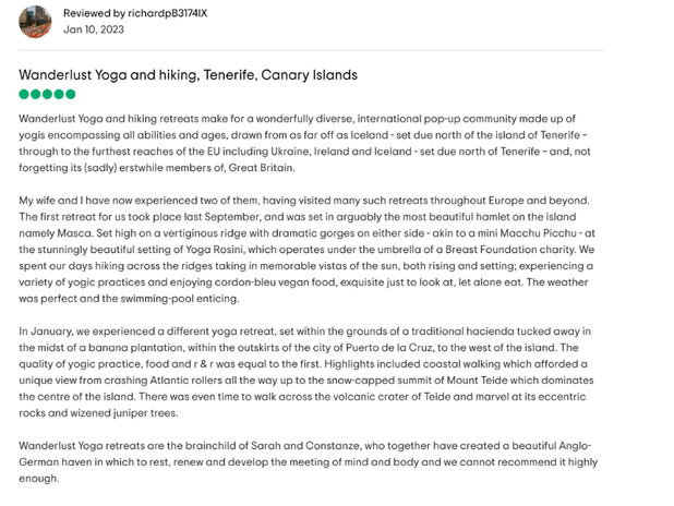 Wanderlust yoga retreat review