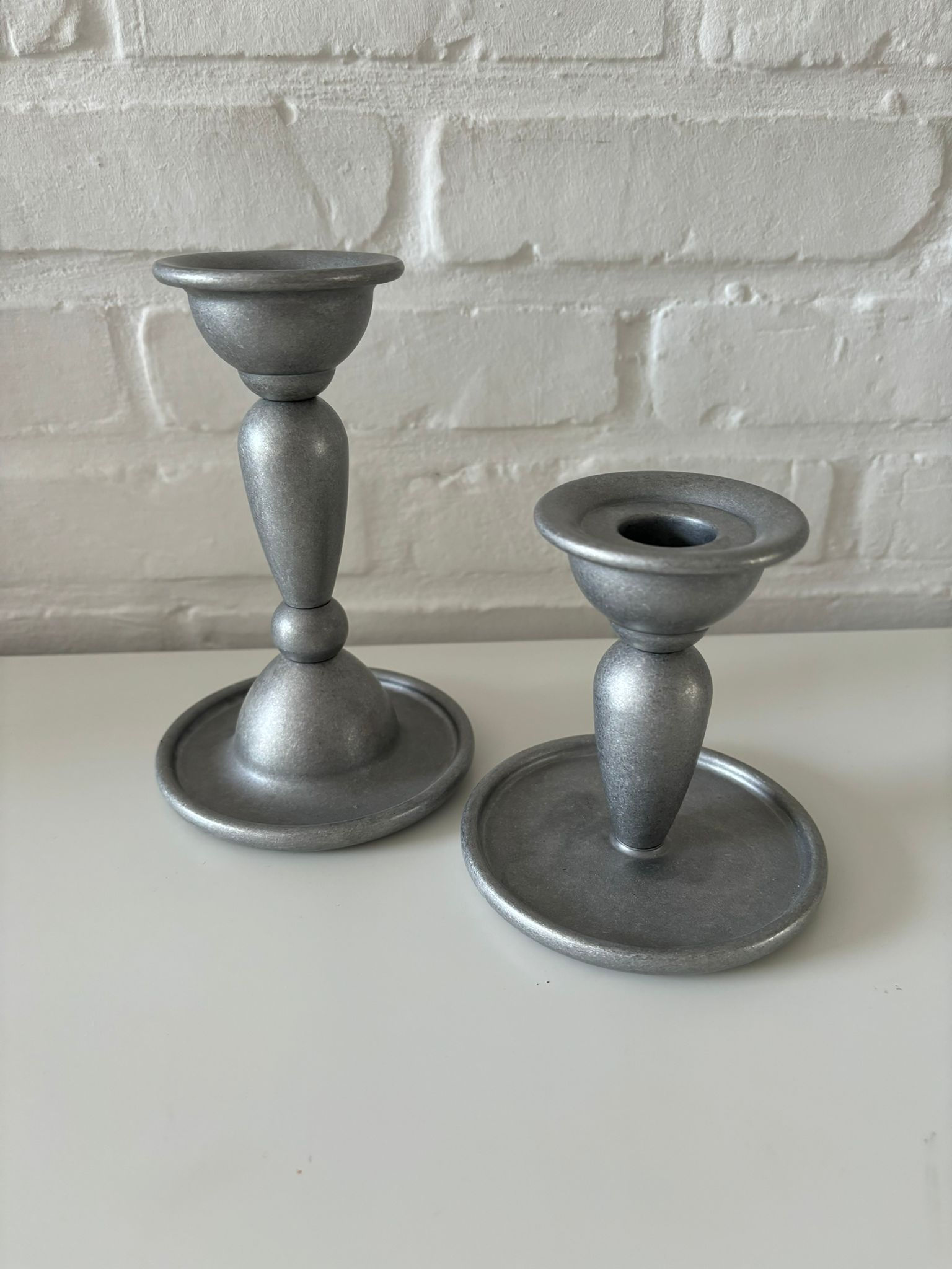 (KOOP) Grijze kandelaars (setje van 2)