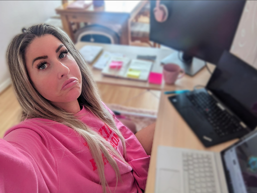 Woman working hard at computers