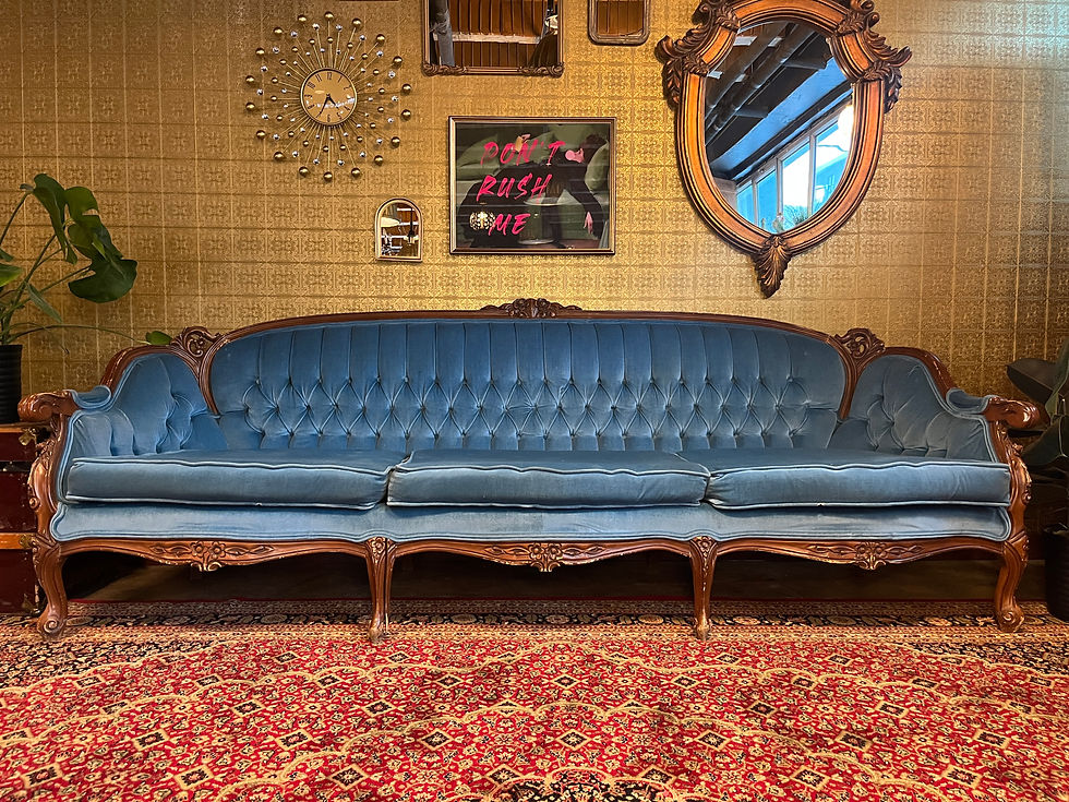 Sofa velours bleu 3 places