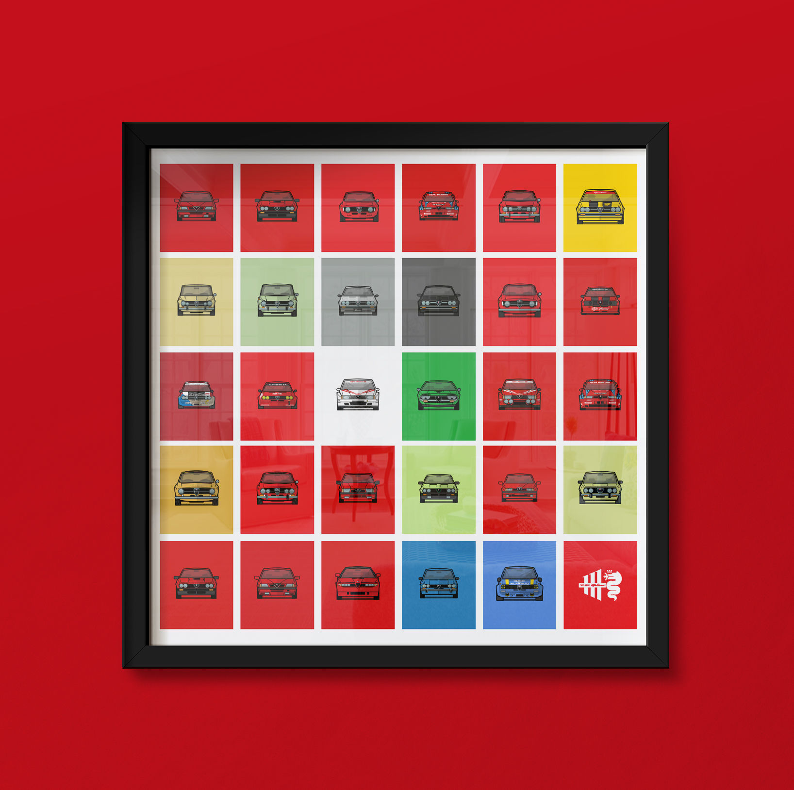 Cuadro con lámina Alfa Romeo Modelos  58x58