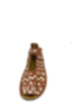Thumbnail: Tan mudcloth cowry shell open toe ballerina