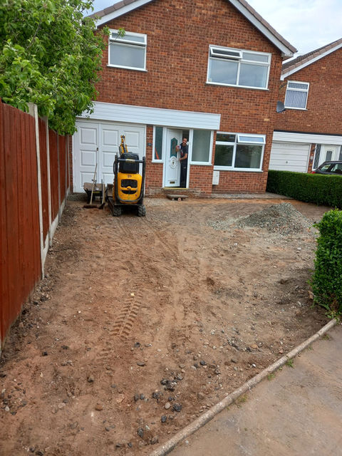 Front garden driveway after being cleared and levelled by a mini digger