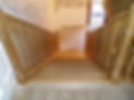 Picture from the top of a new wooden staircase