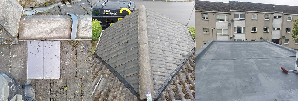 3 images of roof work completed