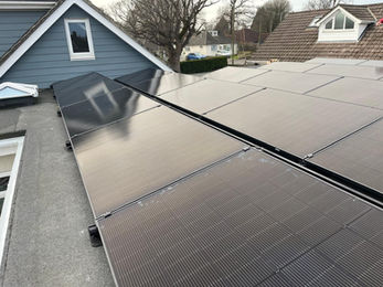 Large solar panels on roof