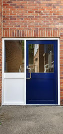 A blue and white door