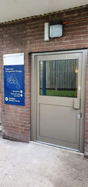 A wide grey door