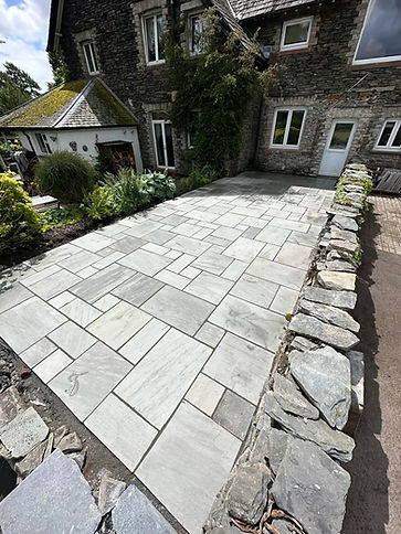 Large grey stone patio