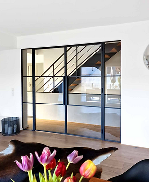 Glass doors in office