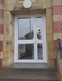 A large white door
