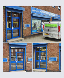 Blue business doors
