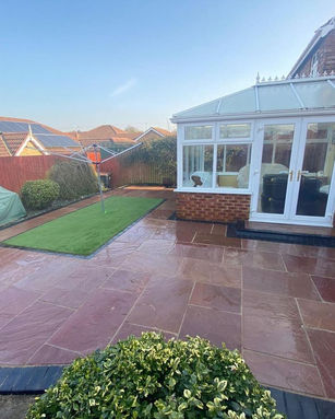 Red stone patio