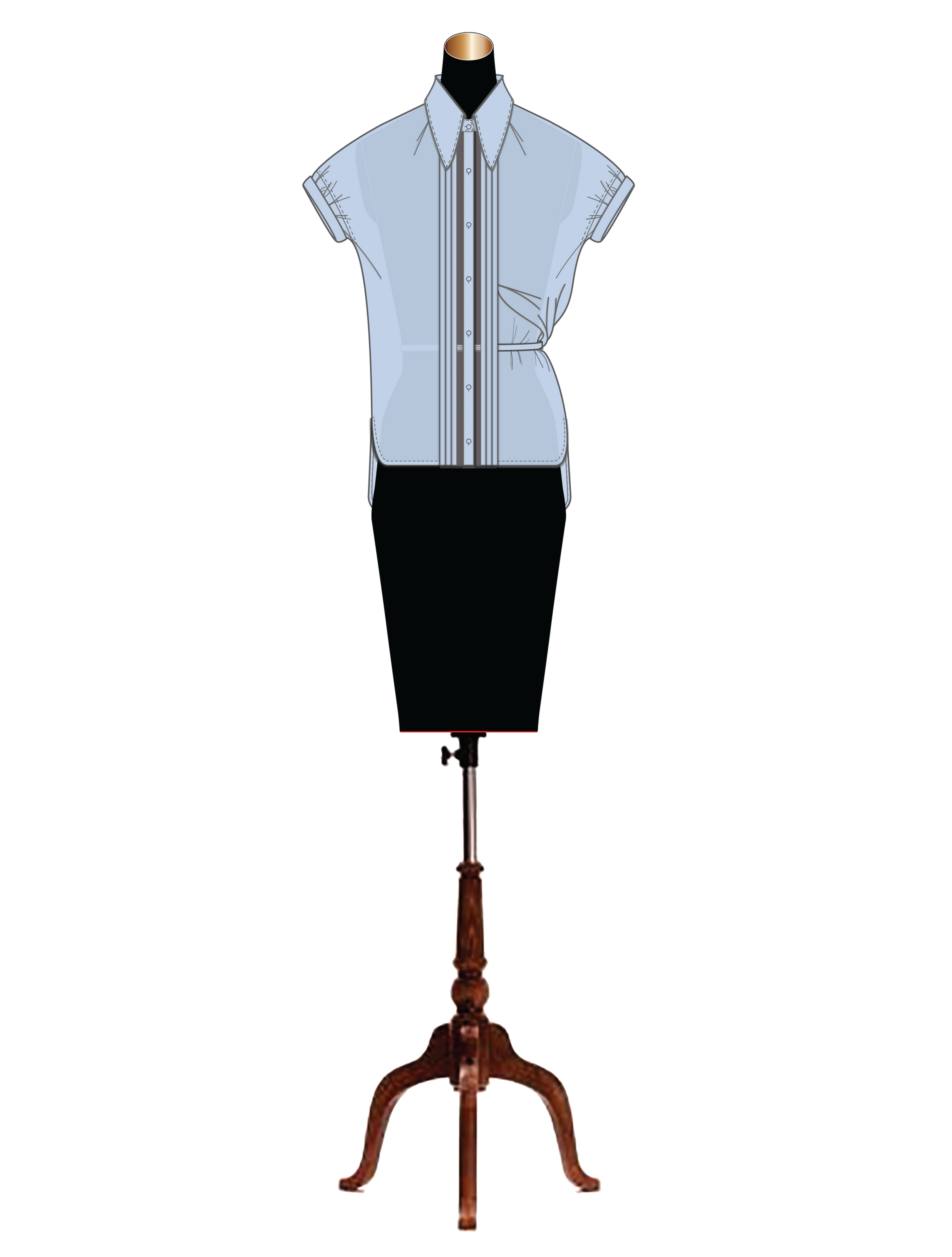 "Eulalie" unique draped side button-down shirt