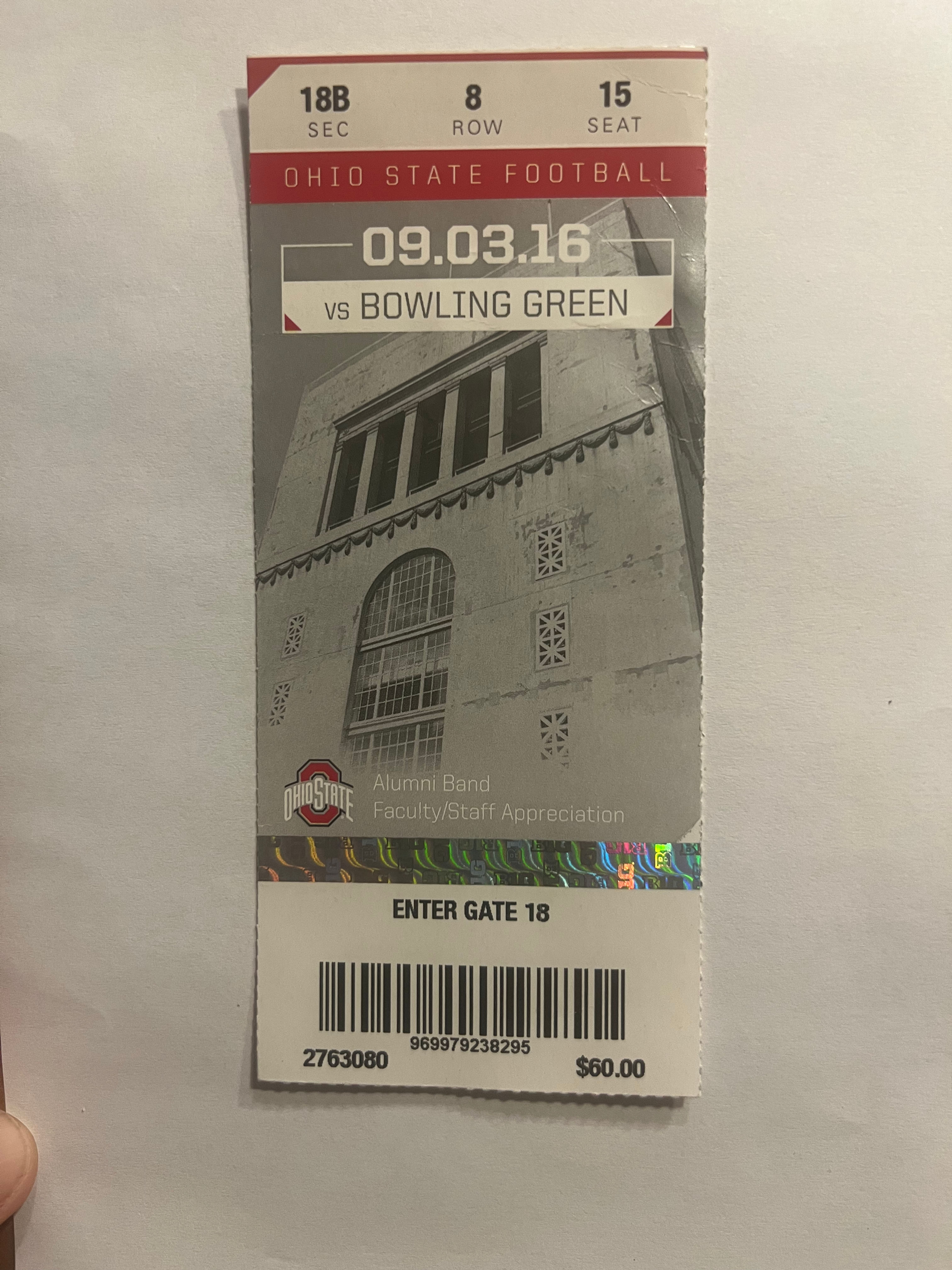 2016 Ohio State Joe Burrow Debut full ticket