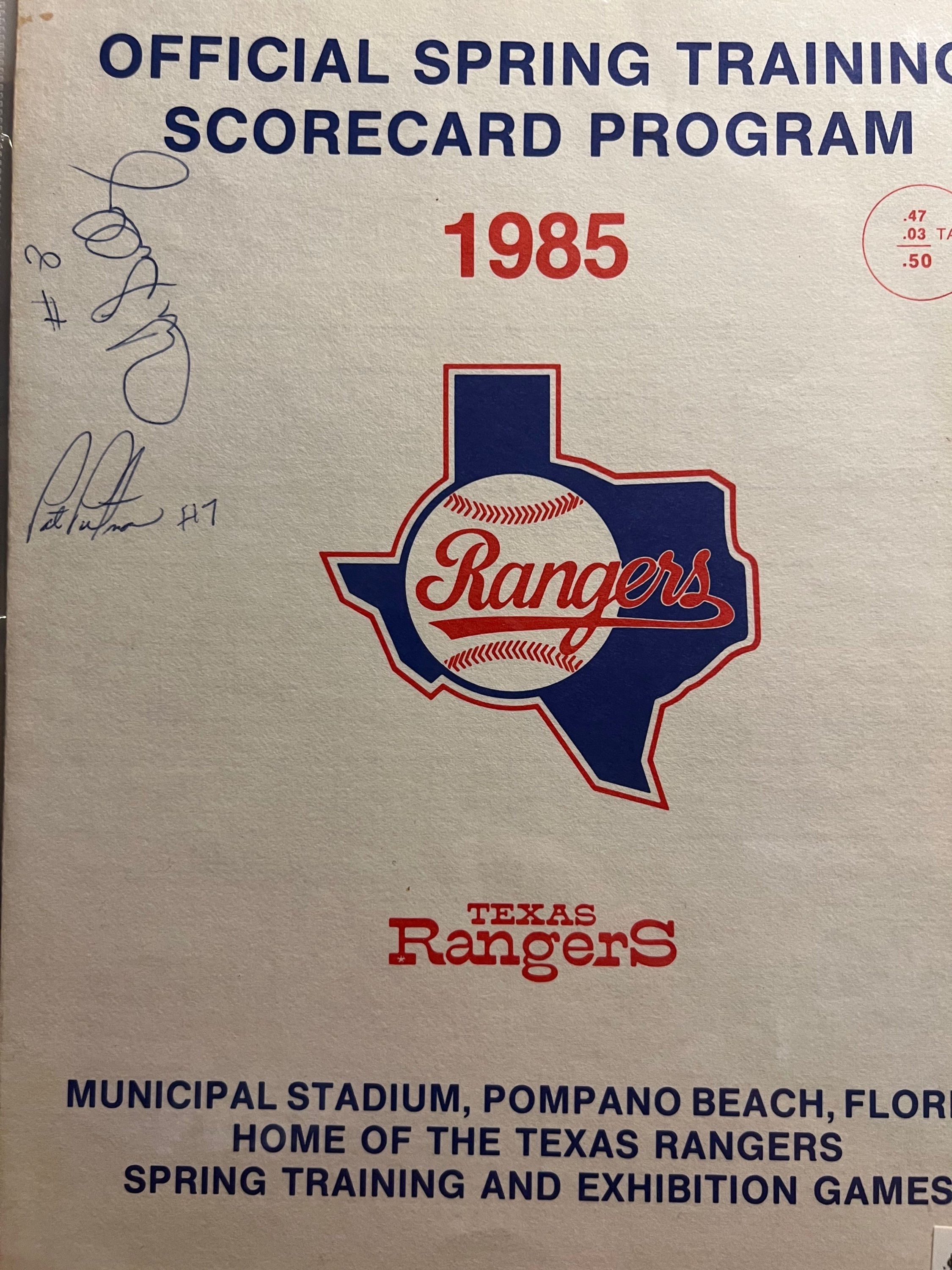 Texas Rangers (1985 program) signed by 2 stars