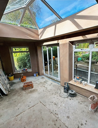 Inside a house, recently plastered 