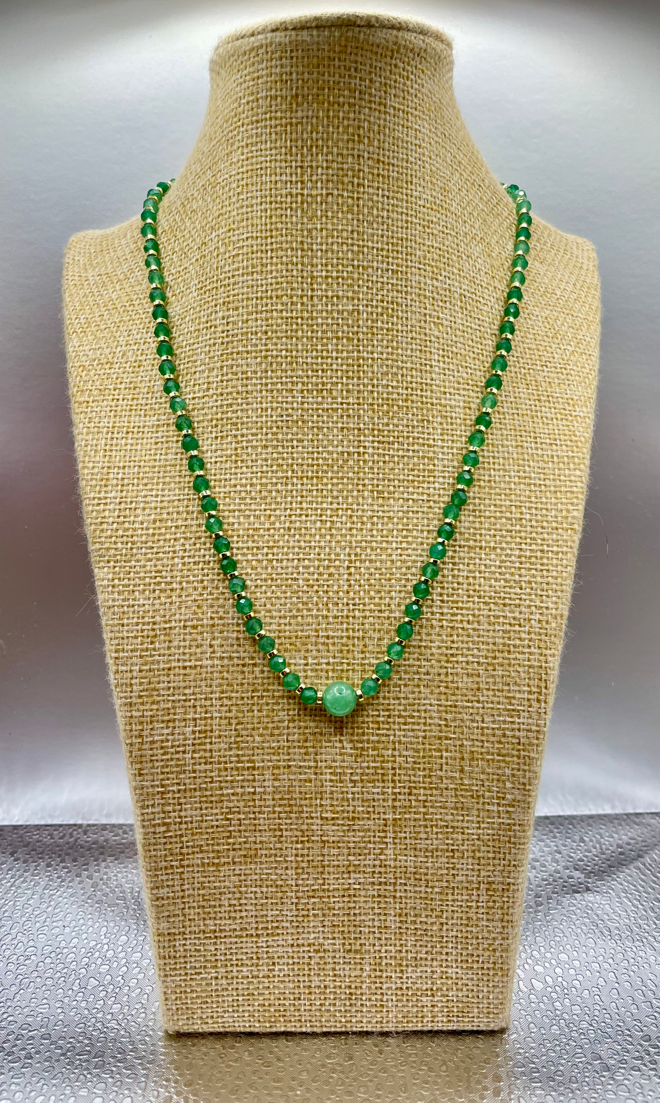 Collier Ras du Cou en Pierres Naturelles, Aventurine Verte fabrication SLV