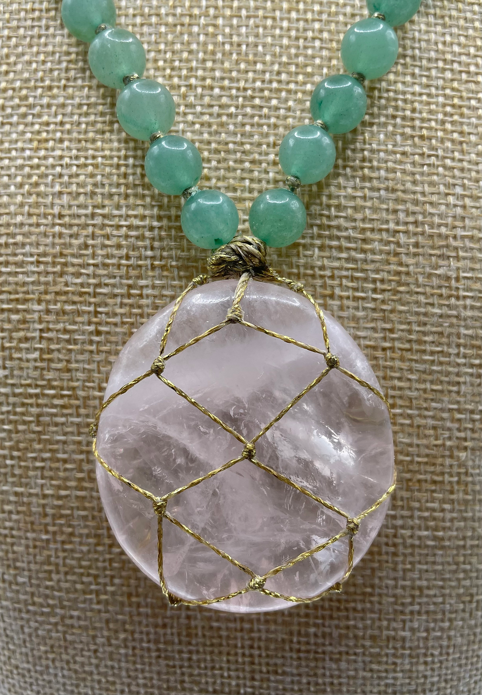 Miniature : Collier de Vie en Pierres Naturelles Aventurine et Quartz Rose SLV