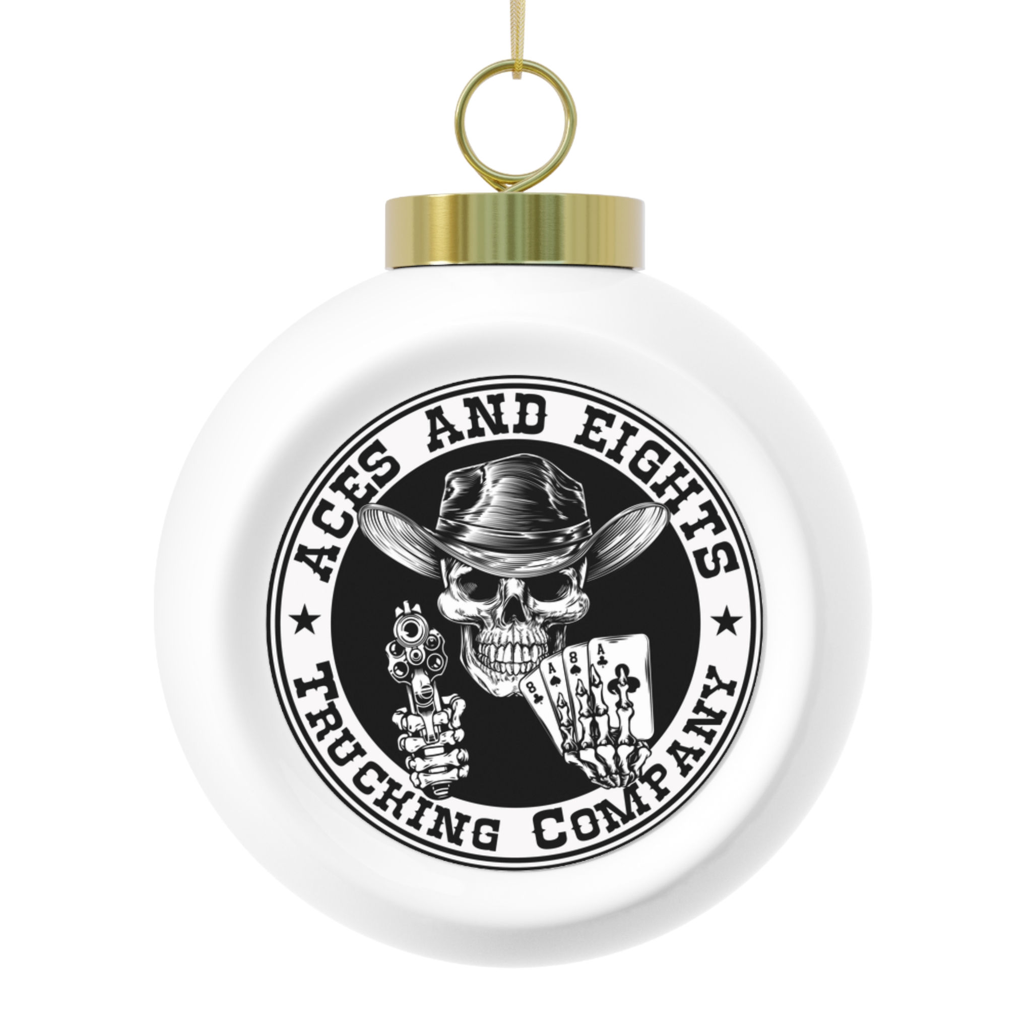 Custom Skull & Poinsettia Christmas Ball Ornament - Unique Holiday Decor