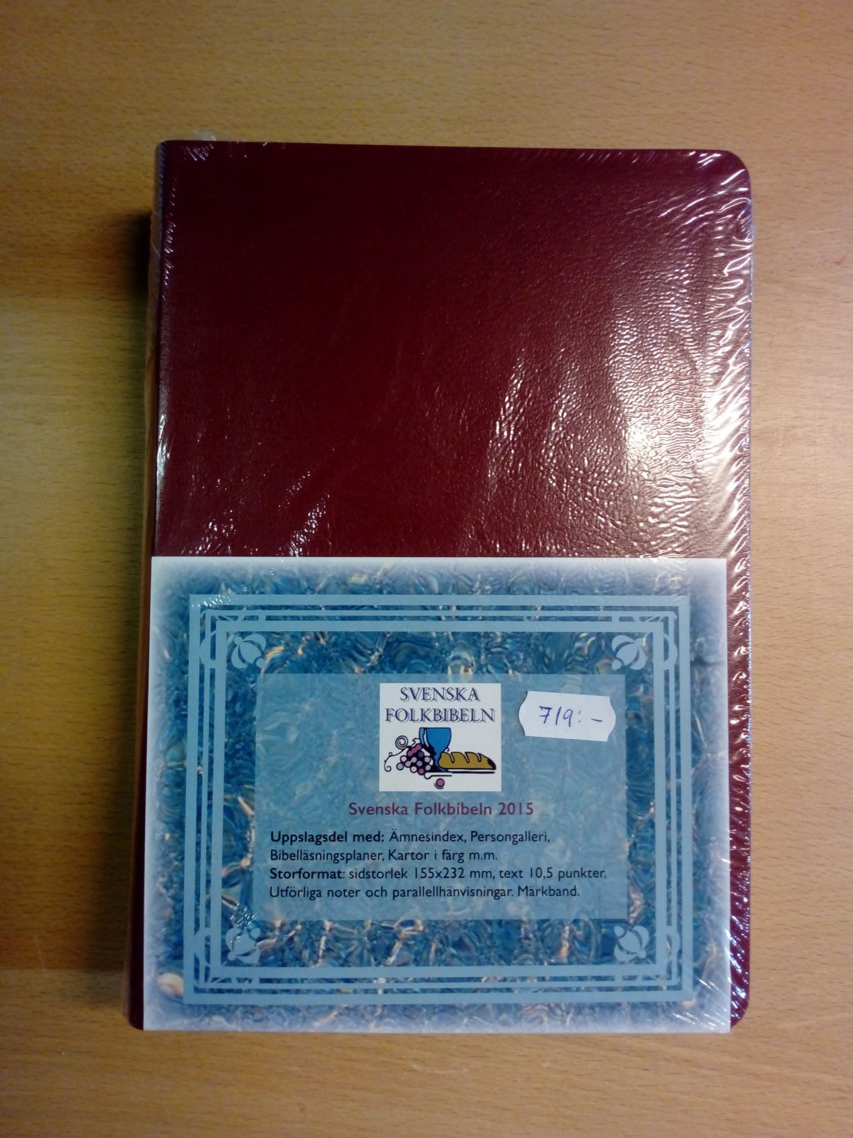 Svenska Folkbibeln 2015, storformat, konstskinn, röd