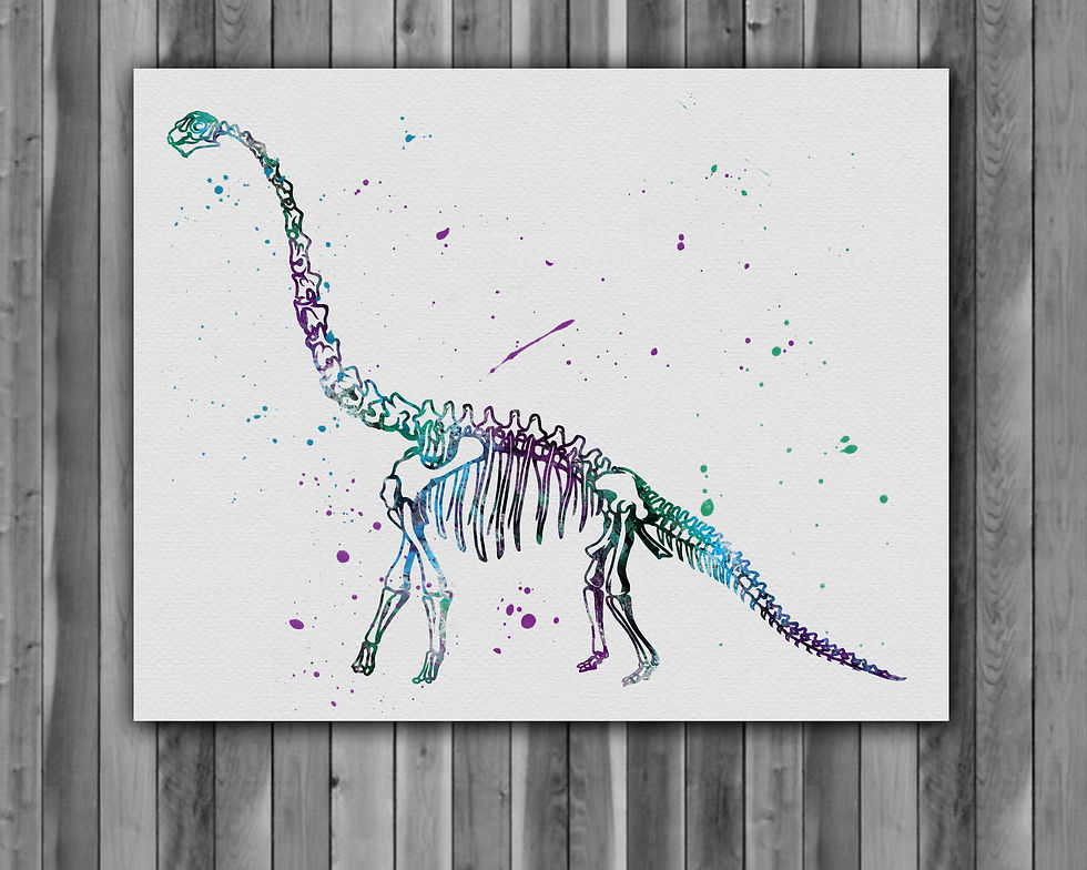 Thumbnail: Dinosaur Watercolor Print, Dinosaurus painting, Dinosaurus art, home decor, watercolor animal, Dinosaur wall art