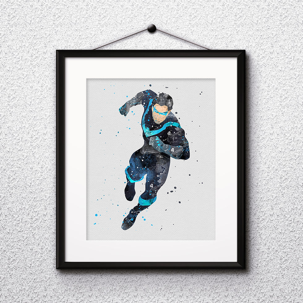 الصورة المصغرة: Superhero DC Nightwing Poster, Marvel Comics - Art Print, Watercolor Print, Wall Art, instant download