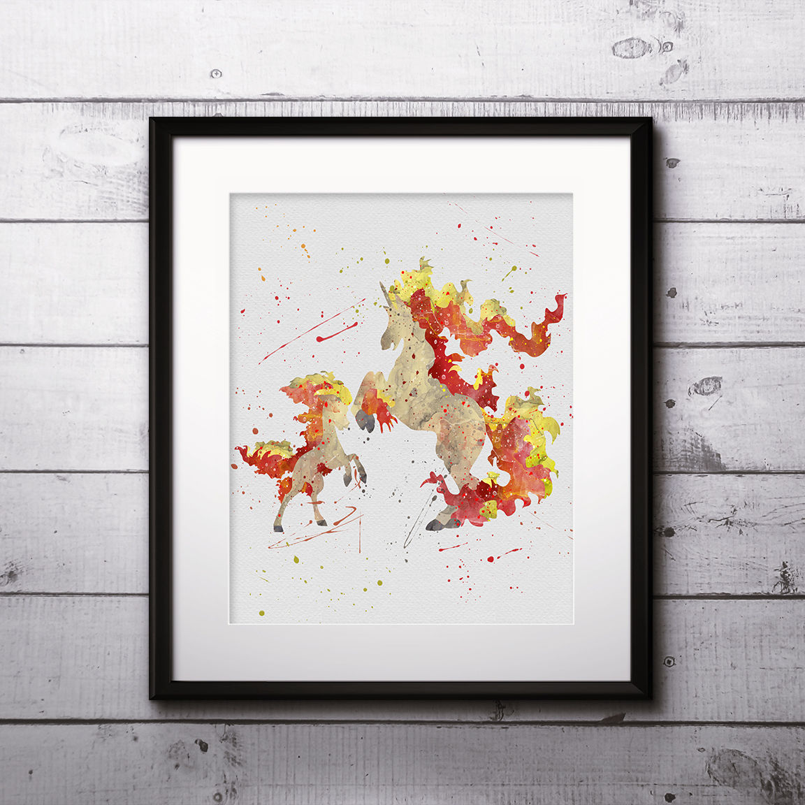 Rapidash Pokemon evolution Anime painting Printable Watercolor Art, Print ,Painting, Poster, Home Wall Art, Wall Art Poster