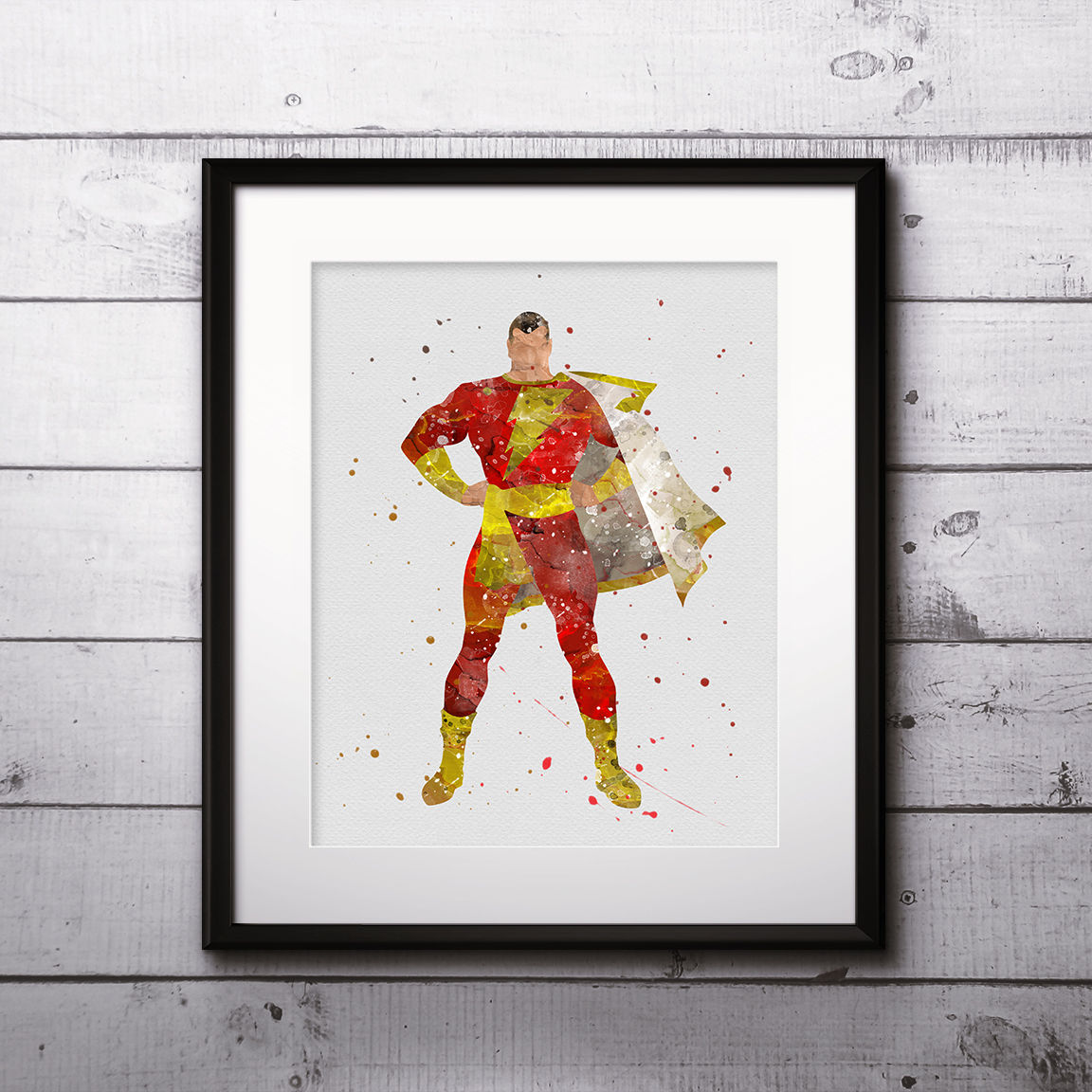 Superhero DC Shazam Poster, Marvel Comics - Art Print, Watercolor Print, Wall Art, instant download