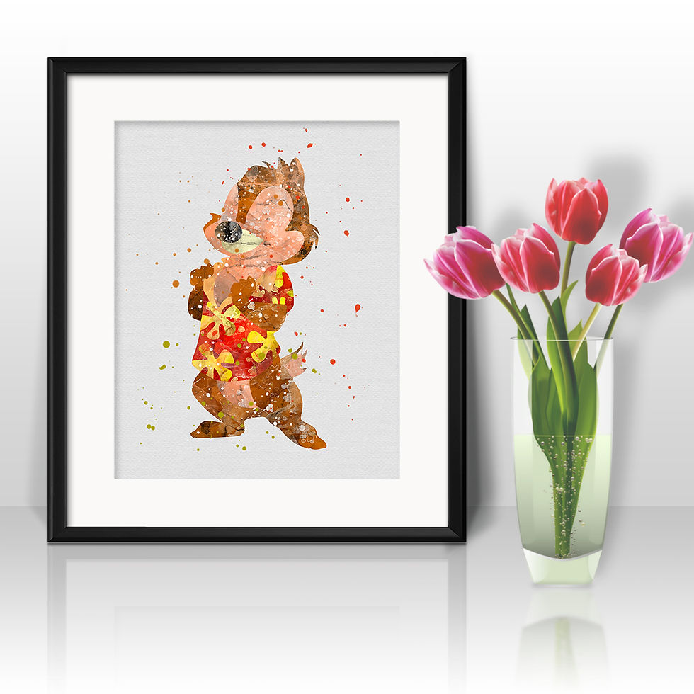 Miniatyrbild: Disney Chip 'n' Dale Monty art Prints, Dale Posters, Dale watercolor, Dale wall art, Dale home decor, Dale Art