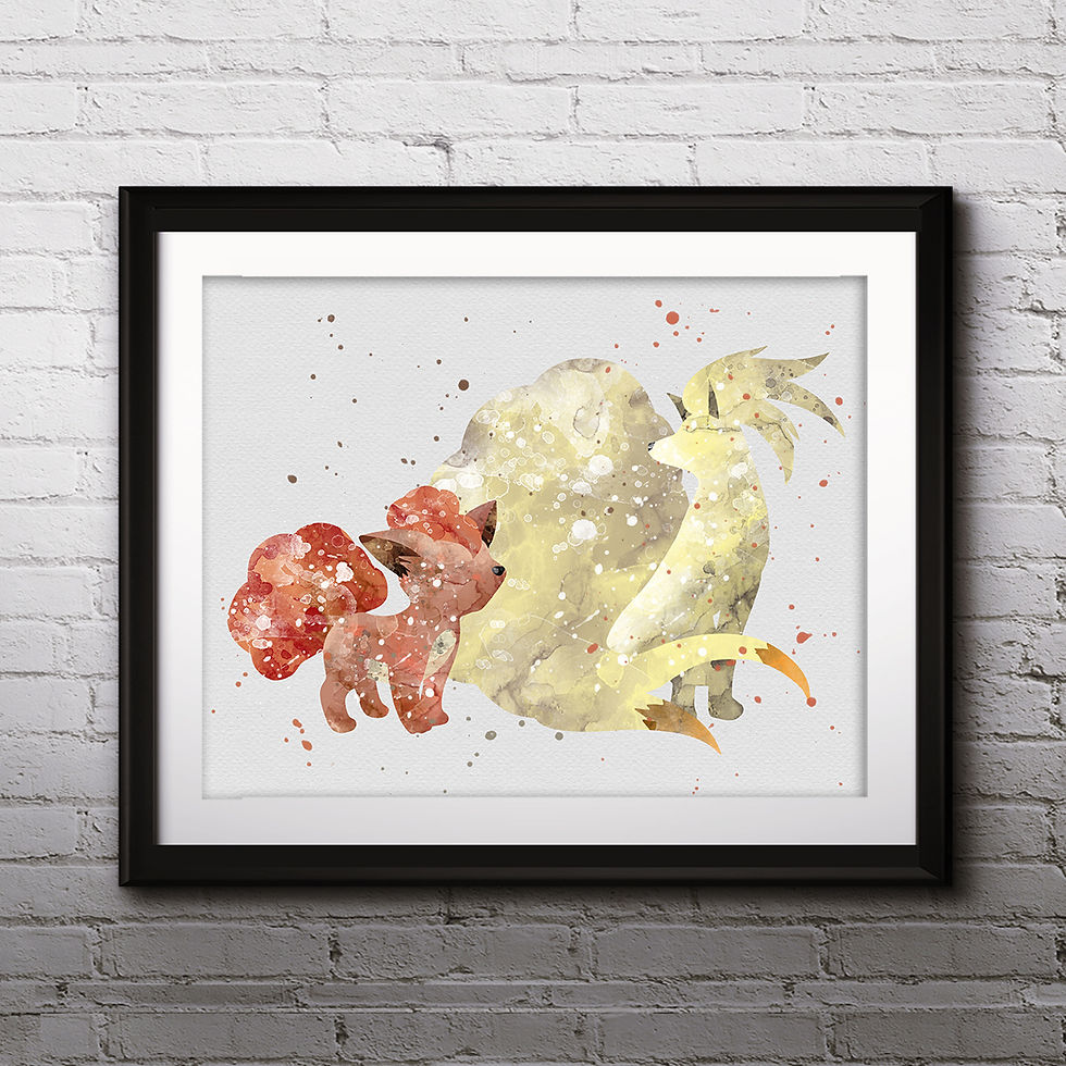 थंबनेल: Vulpix and Ninetails Pokemon art Prints, Pokemon Posters, Pokemon watercolor, Pokemon wall art, Pokemon home decor