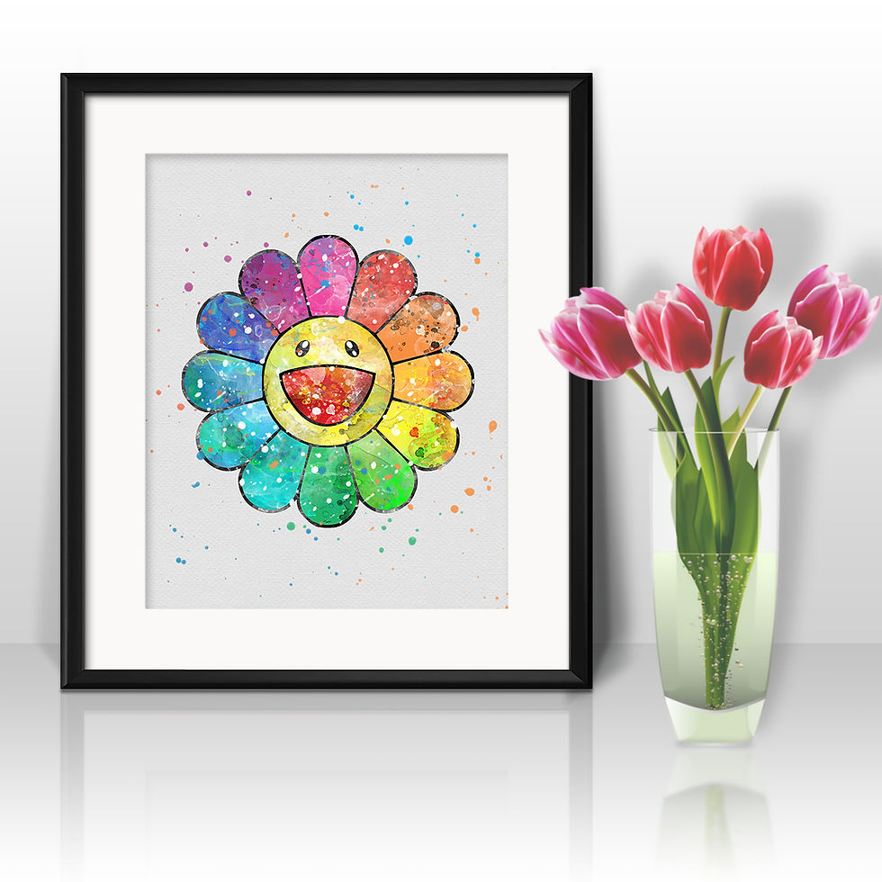 Миниатюра: Takashi Murakami flower Anime Nursery Art prints, wall art print, watercolor painting, Printable art, Home Decor