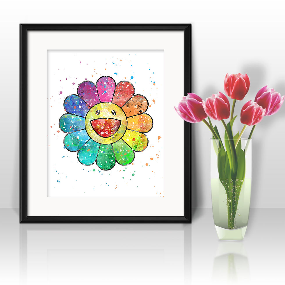 Takashi Murakami flower Anime Nursery Art prints, wall art print, watercolor painting, Printable art, Home Decor