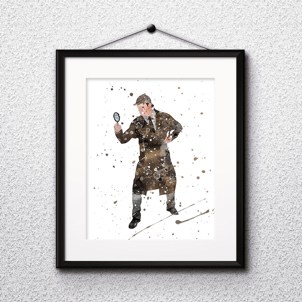 Miniature : Sherlock Holmes art prints, printable image, poster, watercolor painting, home decor digital art