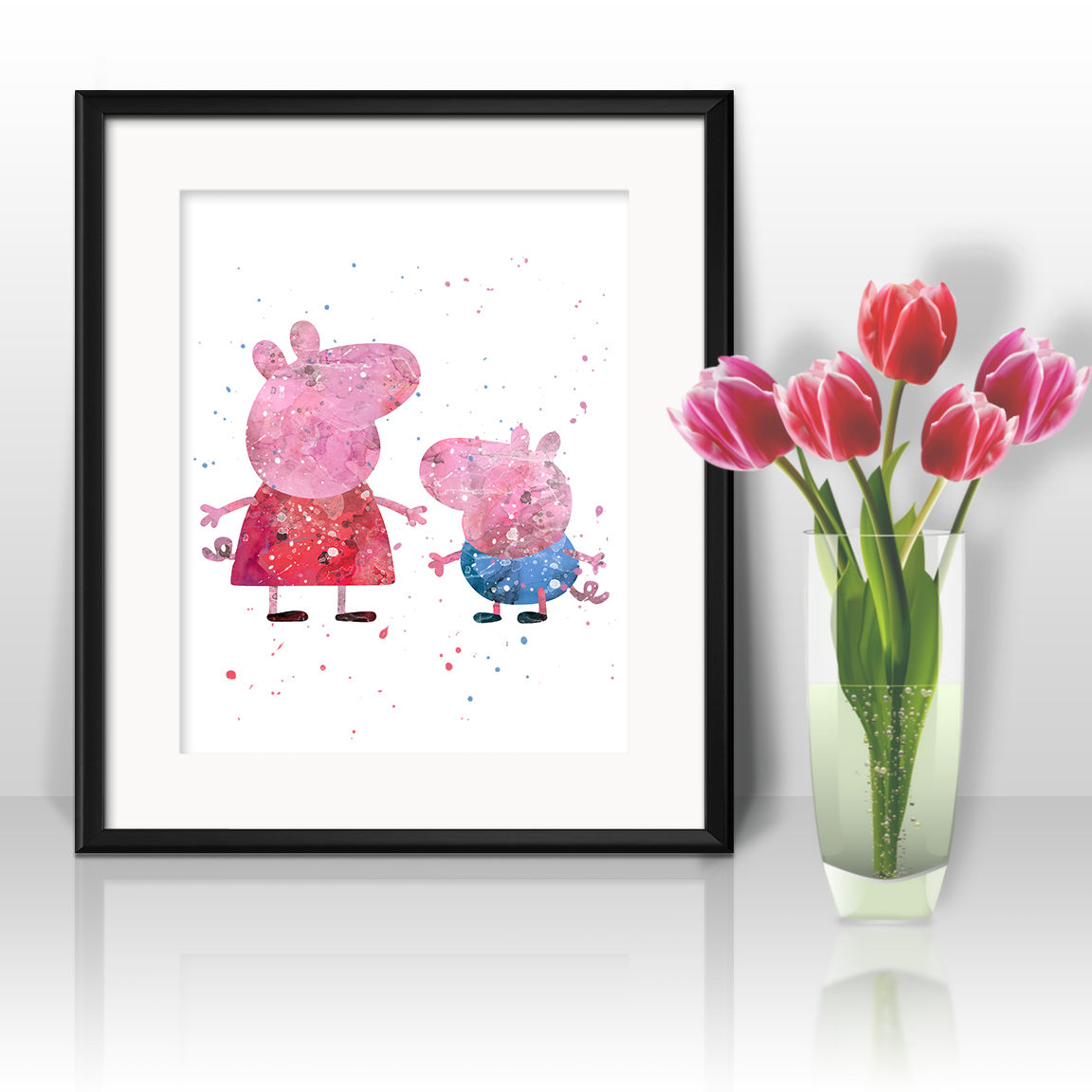 Peppa Pig Art Prints Instant Download Printable Watercolor Art Nursery Prints Painting Poster Home Decor Wall Art
