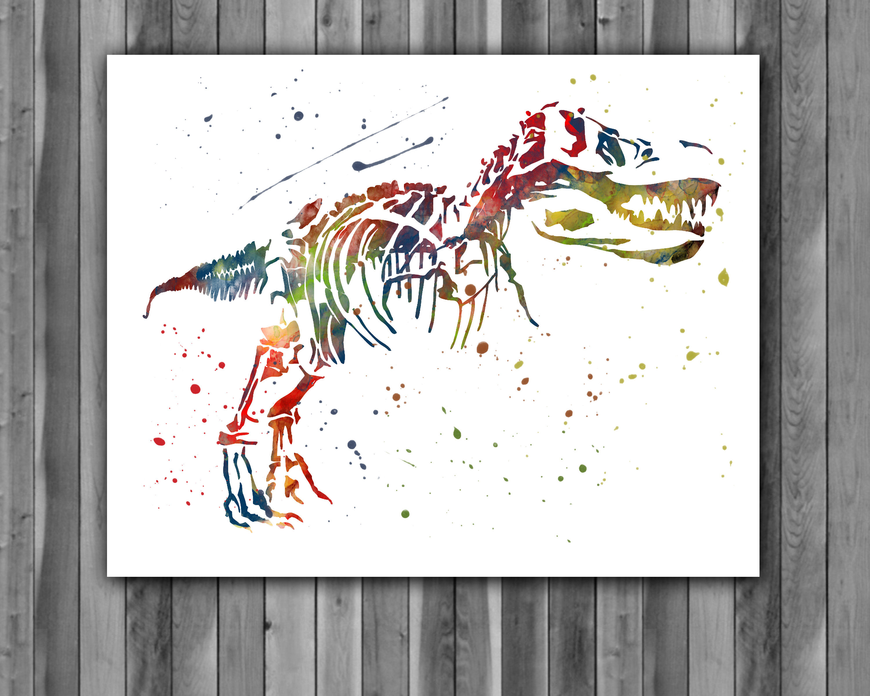 Tyrannosaurus rex Dinosaur Watercolor Print, watercolor painting, watercolor art, home decor, watercolor animal, Dinosaur art