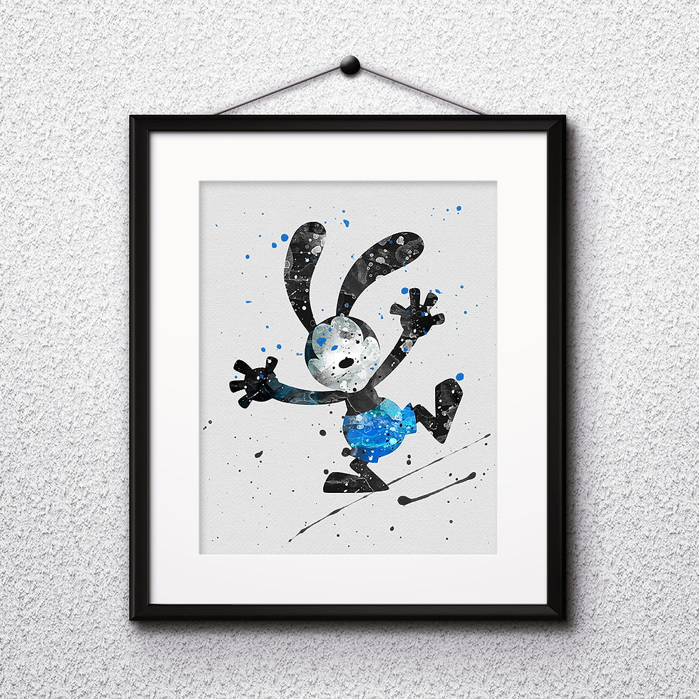 Disney Oswald art prints, Oswald wall art, Disney watercolor painting, buy Disney art prints