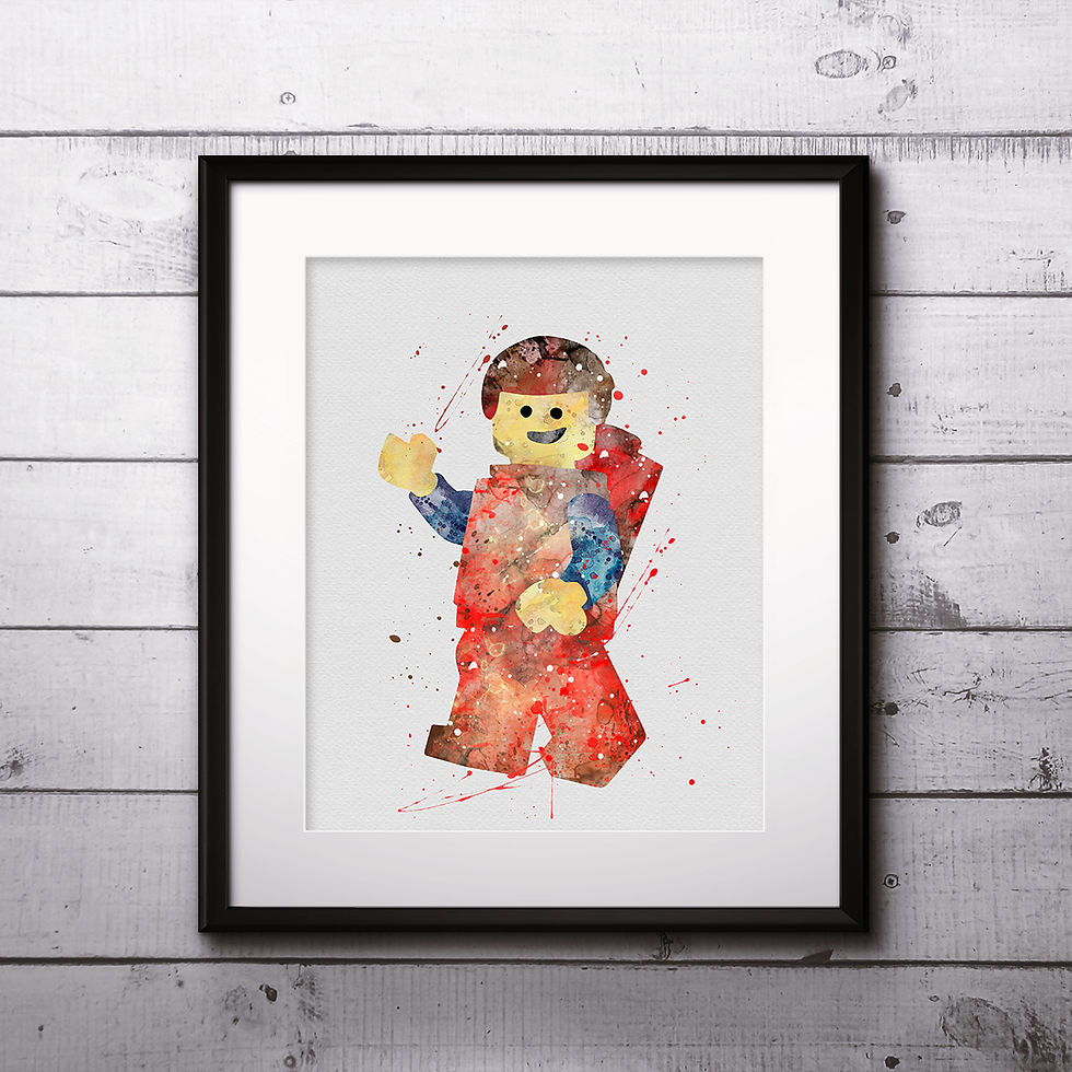 Miniatura: Emmet Lego minifigure, Lego toy man Painting - Art Print, instant download, Watercolor Print