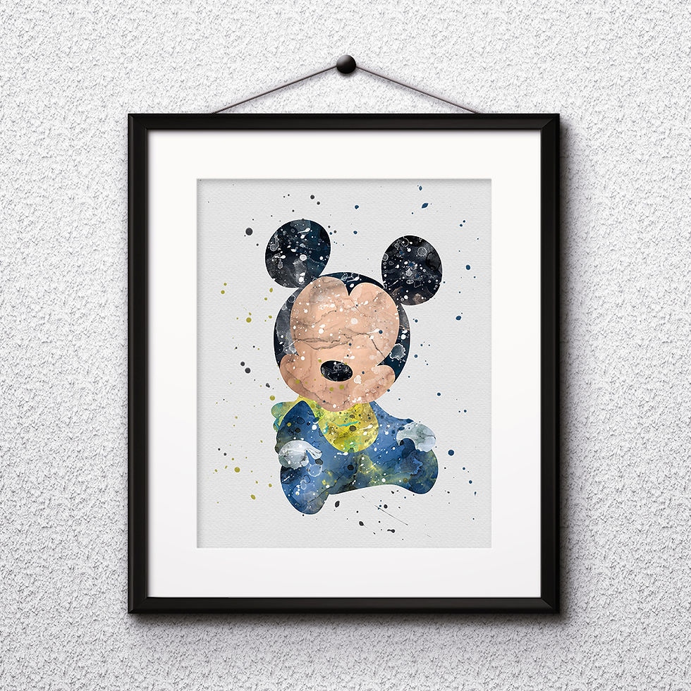 Miniatyrbild: Baby Mickey Mouse Art Disney Babies Art Prints Instant Download Printable Watercolor Art Nursery Print