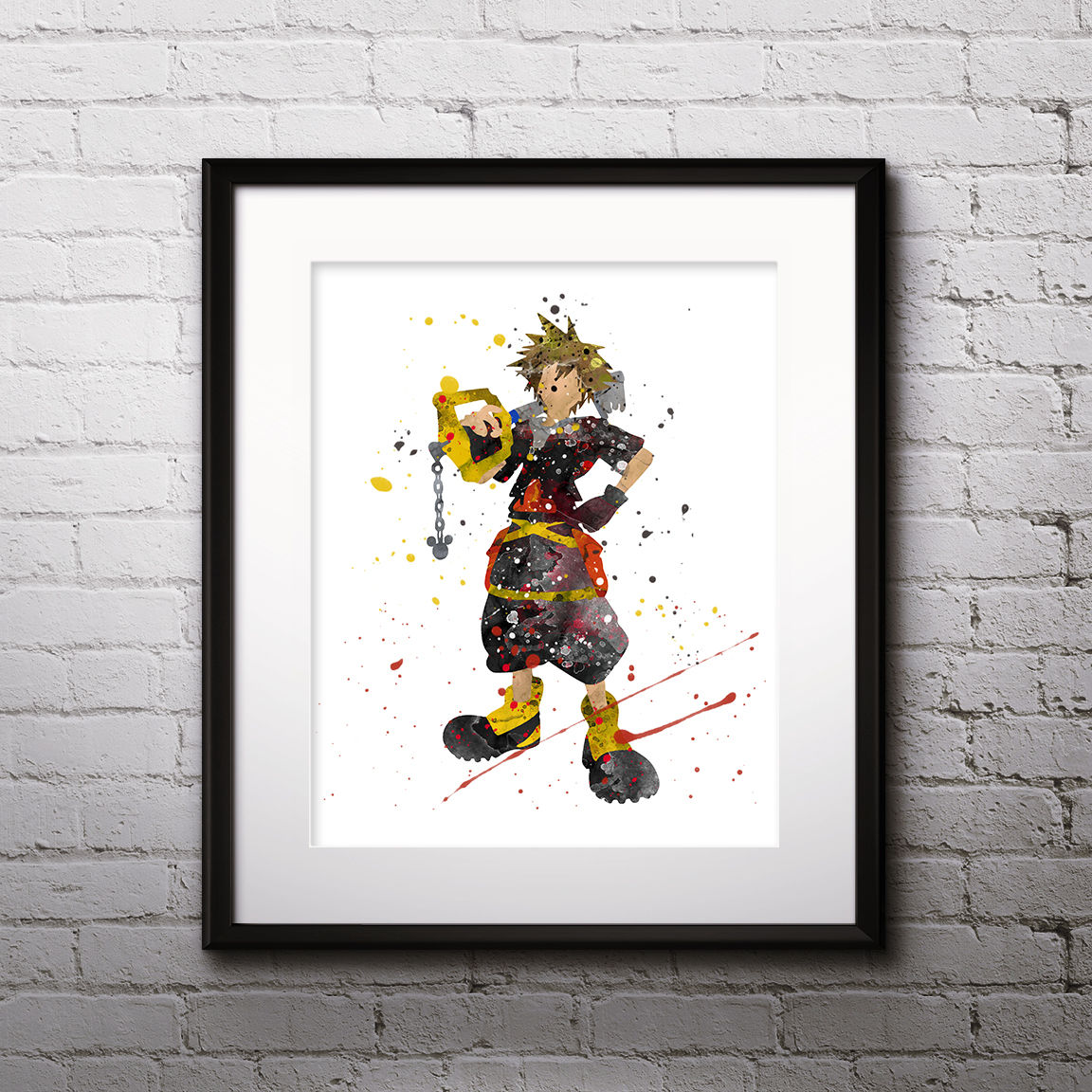 Sora Kingdom Hearts Anime art prints, Anime wall art, Anime watercolor painting, Kingdom Hearts Anime art prints