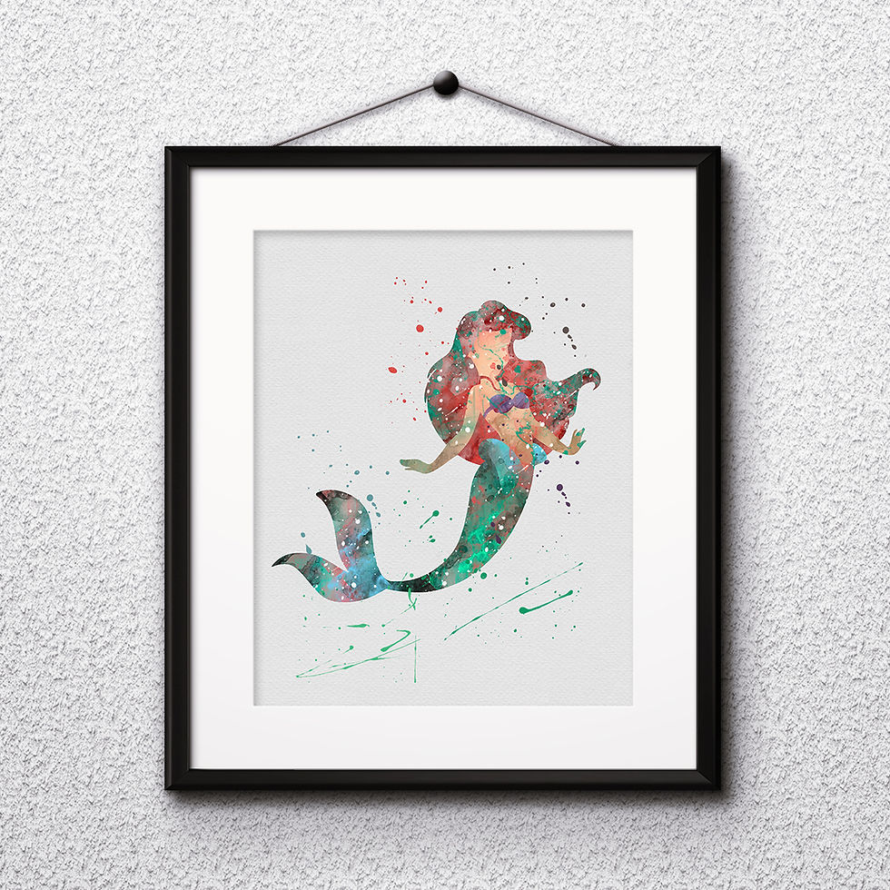 Litle Mermaid Ariel Disney art, Poster, watercolor, Painting, Art Print, home decor, Wall Art