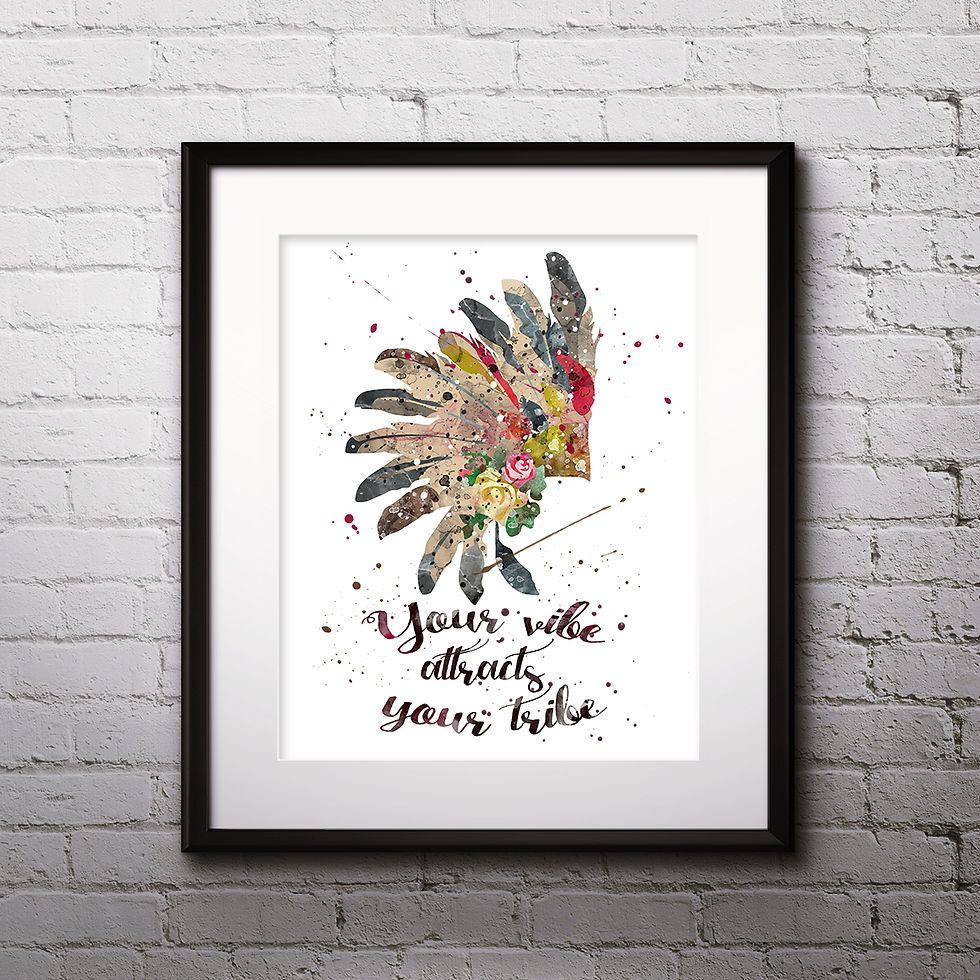 Thumbnail: Indian Headdress Boho Art Print, Indian Headdress Art, Indian Headdress Print, Indian Headdress watercolor, Indian Headdress