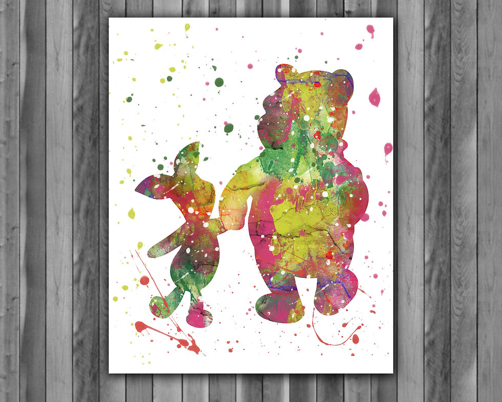 Thumbnail: Winnie the Pooh art prints, printable image, poster, watercolor painting, home decor digital art