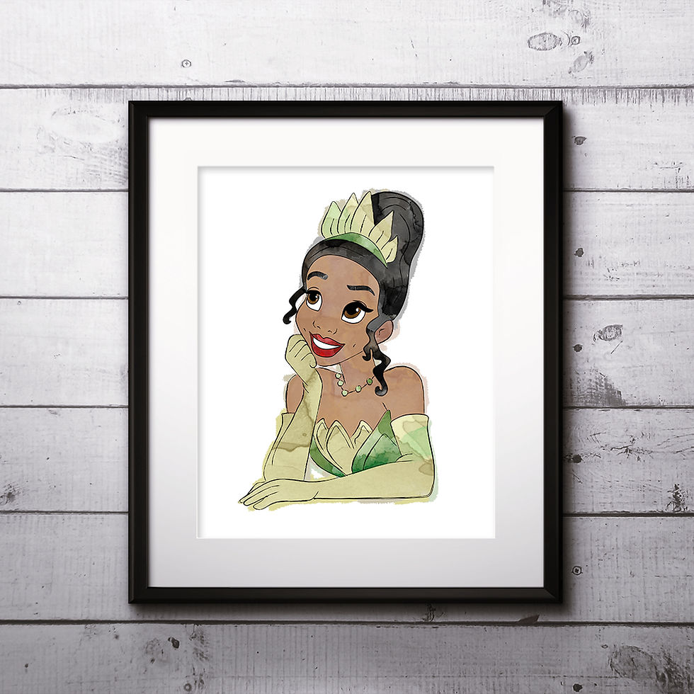 Miniatura: Princess Tiana Disney art prints, printable image, wall art, watercolor painting