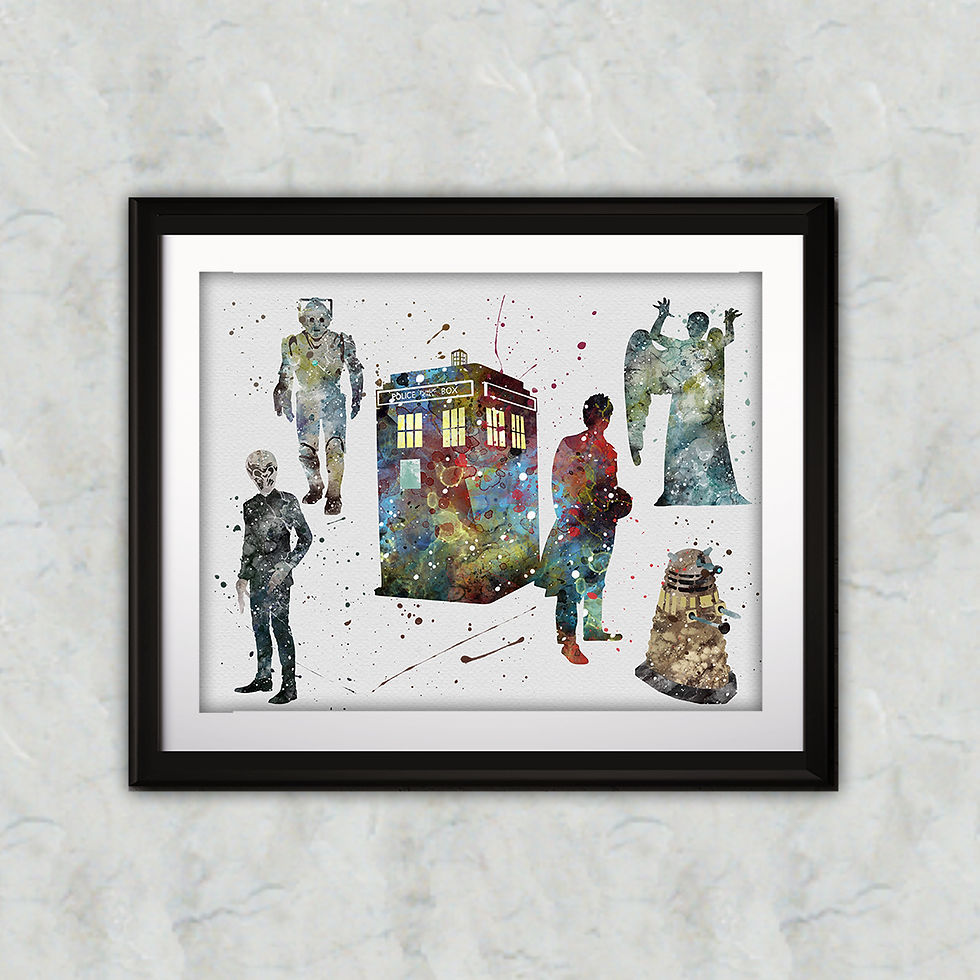 Miniatura: Traidis Doctor Who art prints, printable image, wall art, watercolor painting