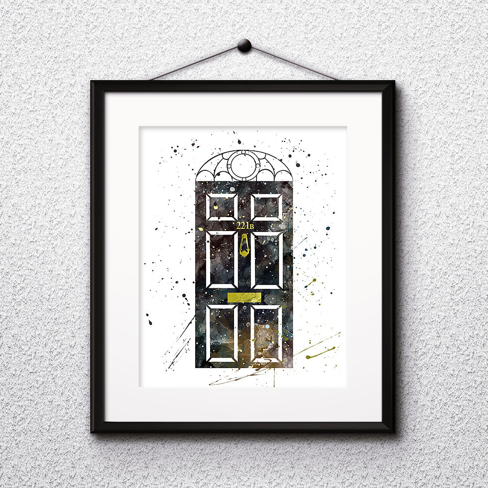 الصورة المصغرة: Sherlock Holmes art prints, printable image, wall art, watercolor painting