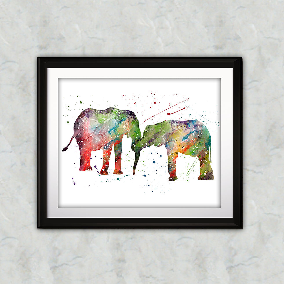Thumbnail: Family Elephants watercolor, Family Elephants Art Print, Family Elephants art, Family Elephants Print, Elephants wall art