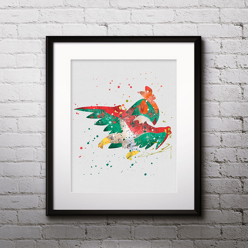 Thumbnail: Pokémon Ho-Oh art Prints, Pokemon Anime art prints, buy Posters, buy watercolor art, buy wall art, buy home decor